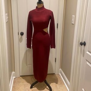 Sexy Burgundy long sweater dress with side cut-out. Worn one time. Size medium